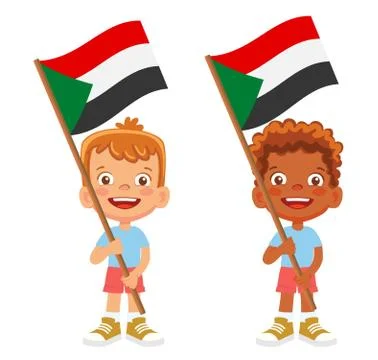 Sudan flag in hand set Stock Illustration