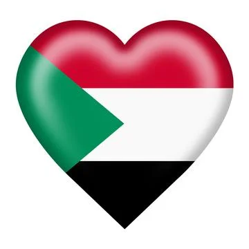 Sudan flag heart button with clipping path Stock Illustration