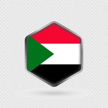 Sudan Flag Icon in Hexagon Shape. Stock Illustration