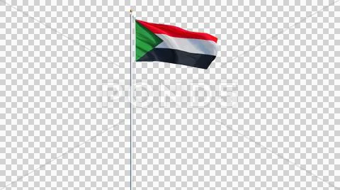 Sudan flag, long shot, isolated with alpha channel Stock Photos