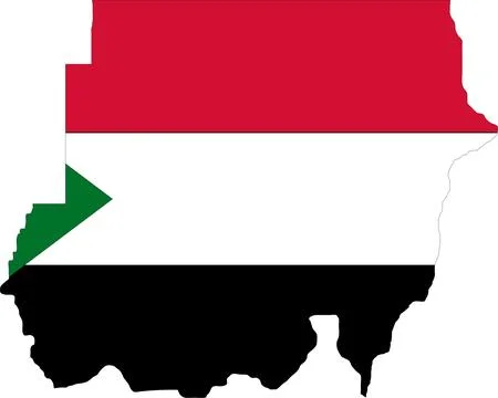 Sudan Flag in Map, Sudan Map with Flag, Country Map, Sudan Map with Flag, N.. Illustrazione stock