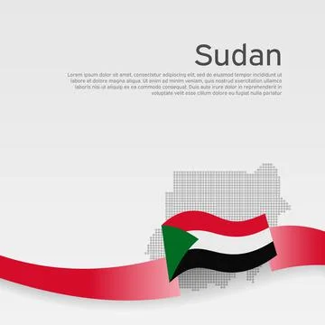 Sudan flag, mosaic map on white background. Cover for business booklet. State Stock Illustration