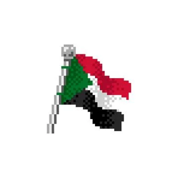 Sudan Flag in Pixel Art Illustrazione stock