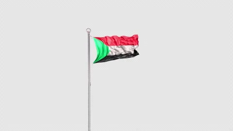 Sudan   Flag Pole  Animation Include Alpha 3D Rendering Stock-Footage 312106081