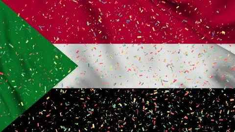 Sudan flag seamless animation with paper confetti Stock-Footage 223345809