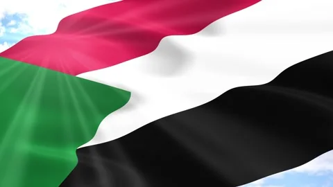 Sudan Flag Seamless Loop 4k 60fps on Sky Background Stock Footage 341552118