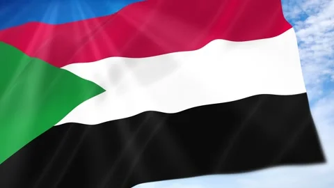Sudan Flag Seamless Loop 4k 60fps on Sky Background Stock Footage 341678274