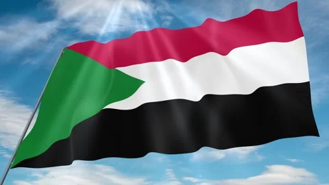 Sudan Flag Seamless Loop 4k 60fps on Sky Background Stock Footage 341767087