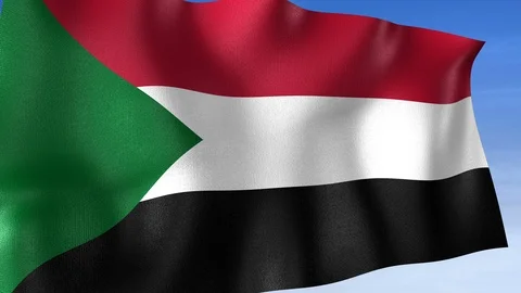 Sudan Flag - Set of 3 Angles with Masks [3WaveSeries] Stock Footage 104590498