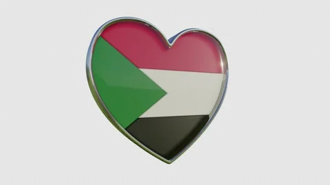 The Sudan Flag in the Shape of 3D Heart. Stock Footage 144042722