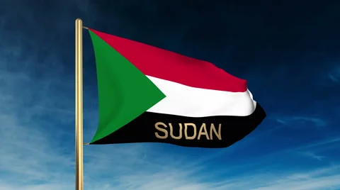 Sudan flag slider style with title. Waving in the wind with cloud background Stock-Footage 48913874