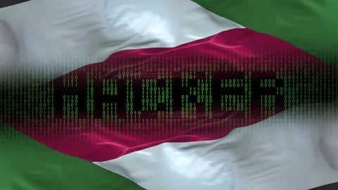 Sudan flag - Waving flag on matrix binary code background Stock Footage 321420615