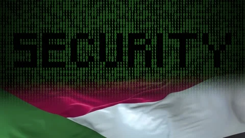 Sudan flag - Waving flag on matrix binary code background Stock Footage 321422581