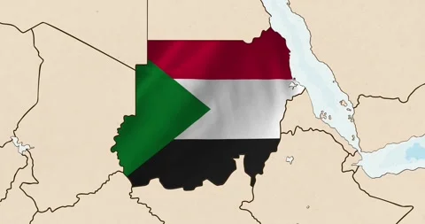 The sudan flag waving inside the country on a world map 库存影片 339033401