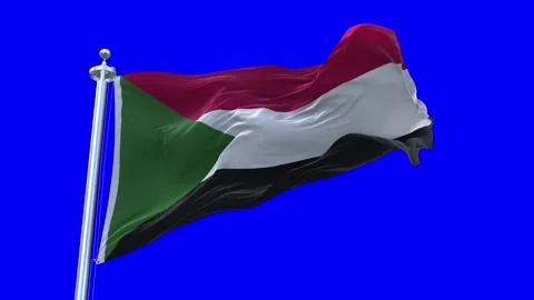 Sudan Flag Waving in Loopable and Textured green screen background Stock Footage 296875855