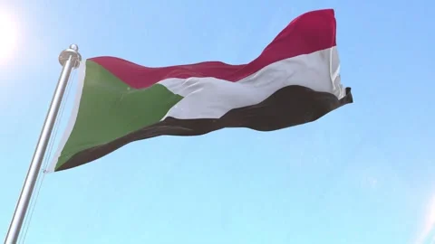 Sudan Flag waving in the sky Stock Footage 343385867