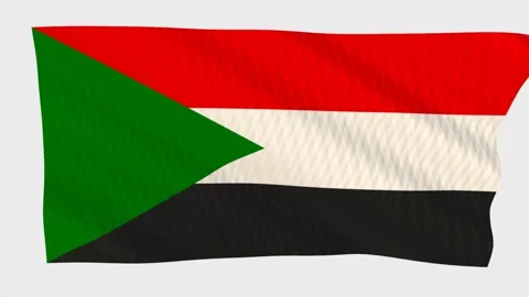 Sudan flag waving in the wind on a grey background Vídeos de archivo 343221359
