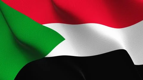 Sudan flag waving on wind. Stock Illustration