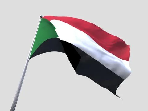 Sudan flying flag isolate on white background 스톡 일러스트
