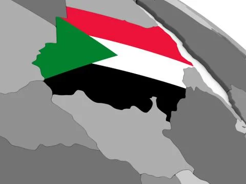 Sudan on globe with flag Stock Illustration