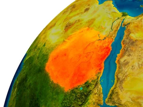 Sudan on globe Stock Illustration
