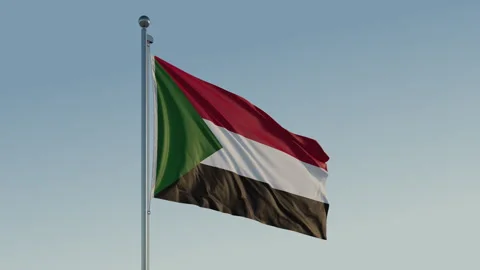 Sudan Khartoum Flag seamless loop Cinematic Realistic Waving Blue Sky Stock Footage 313349768