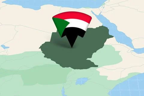 Sudan Location Highlighted on African Map with Flag Icon. Illustration