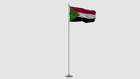 Sudan Looping Of The Waving Flag Pole With Alpha Video stock 161889405