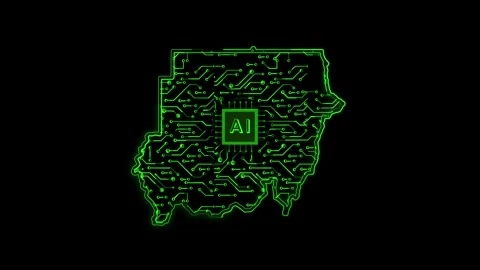 Sudan Map AI Chipset Technology Opener Video stock 337082275