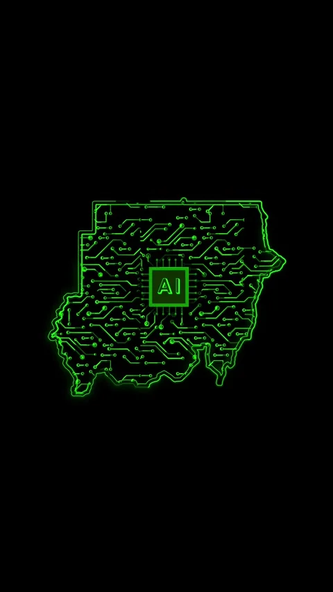 Sudan Map AI Chipset Technology Opener Vídeo Stock 337172786