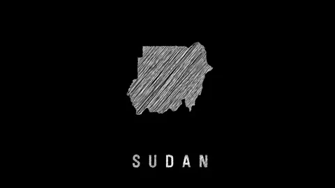 Sudan map appearing with scribble effect animation on black background Stock Footage 321721100