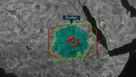 Sudan Map - Cyber Attack Stock Footage 268432061