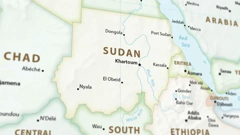 Sudan on a Map with Defocus (4K) Stock Footage 102357948