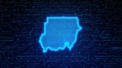 Sudan Map Digital Technology Opener Video stock 335082288