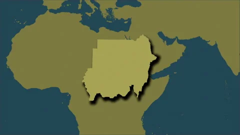 Sudan map - extract. Shadow. Pattern. Labels Stock Footage 178124769