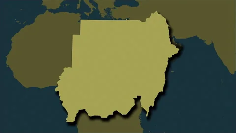 Sudan map - extract. Shadow. Pattern. Labels Stock Footage 322537515