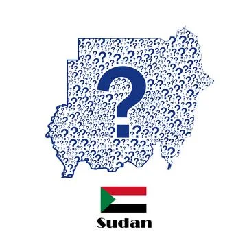 Sudan map flag made from question mark. Stock Illustration
