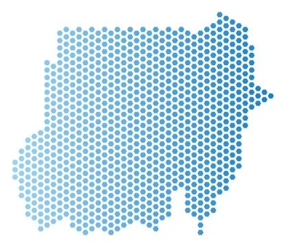 Sudan Map Hex Tile Scheme Ilustração Stock