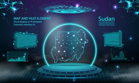Sudan map light connecting effect background. abstract digital technology U.. Stock Illustration