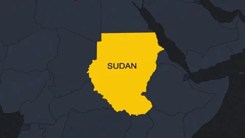 Sudan Map Red and Gray with Effects Stock Footage 343386231