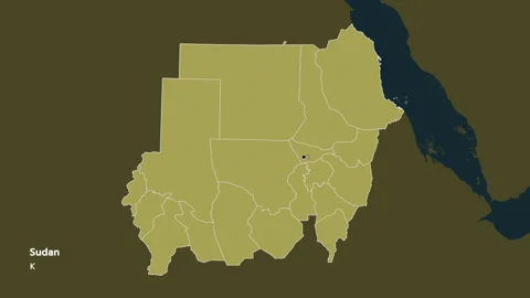 Sudan map - solid. Regions. Pattern. Labels Stock Footage 178096868