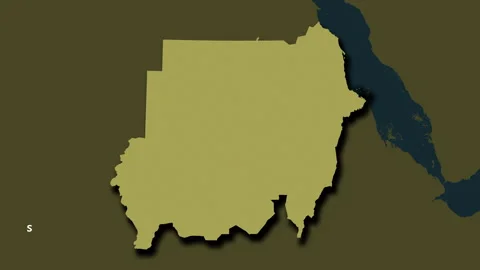 Sudan map - solid. Shadow. Pattern. Labels Stock Footage 322542649