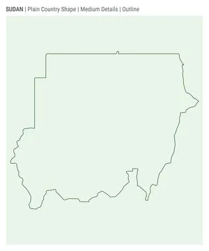 Sudan plain country map. Medium Details. Outline style. Shape of Sudan. Vec.. Stock Illustration