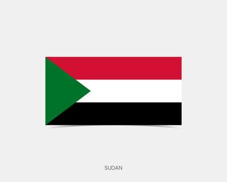 Sudan Rectangle flag icon with shadow. Illustrazione stock