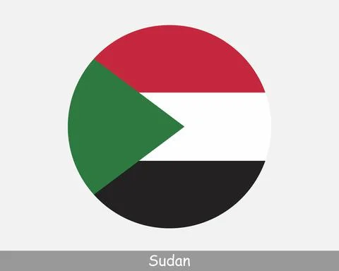 Sudan Round Flag Stock Illustration