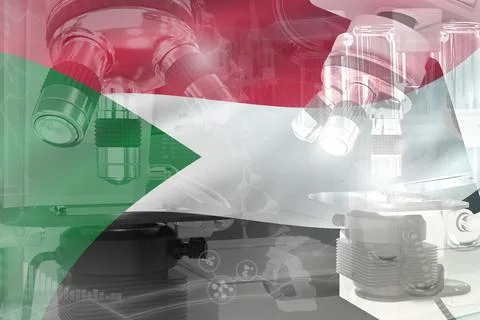 Sudan science background - microscope on flag Stock Illustration