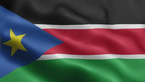Sudan South Flag Waving Animation | Realistic 3D National Flag Loop 4K Stock Footage 344824745