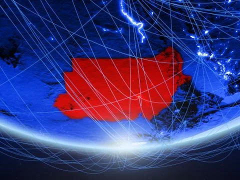 Sudan from space with network Stock Illustration