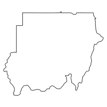 Sudan state border outline map silhouette geographic contour illustration 库存插图