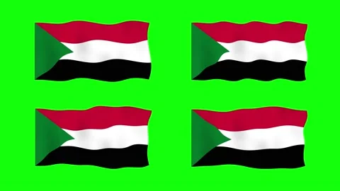 Sudan Waving Flag 2D Animation on Green Screen Background. Looping seamless.. Stock Footage 230966366